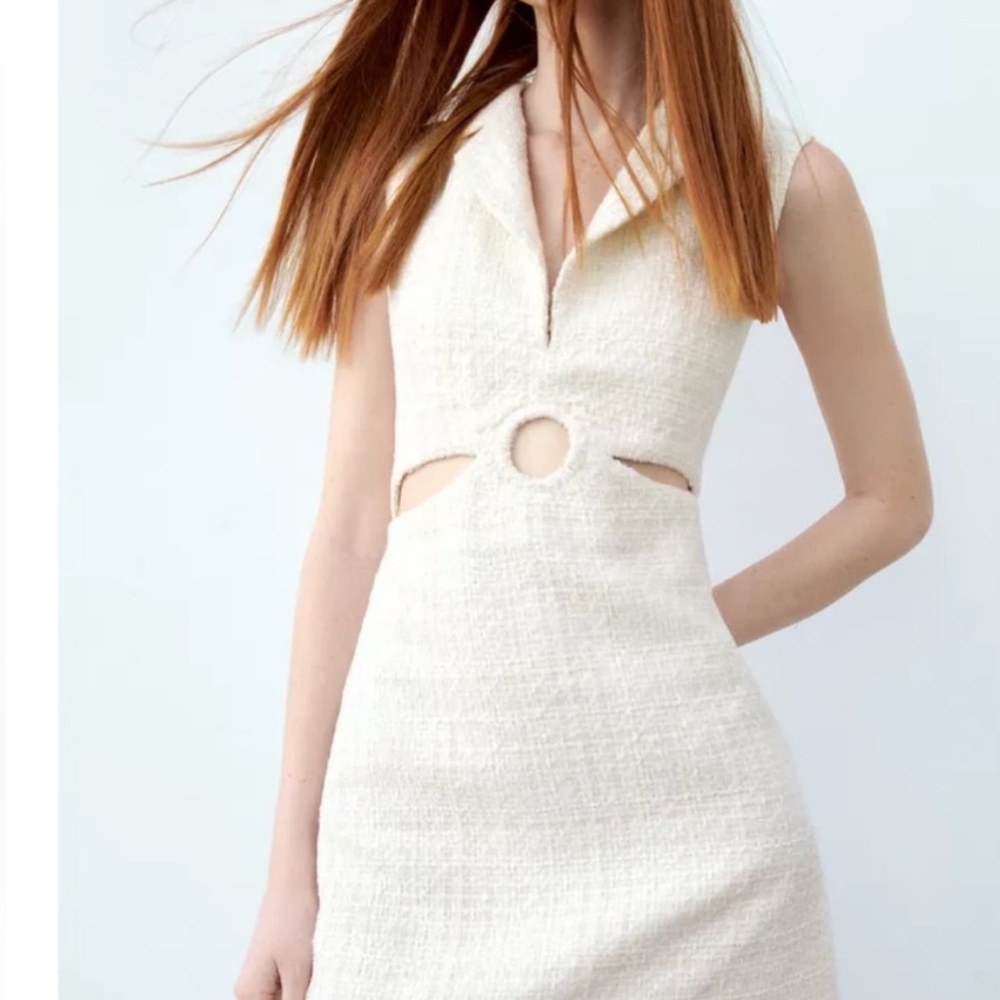 Zara Cream Tweed Mini Dress